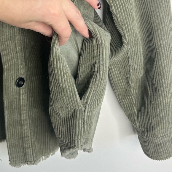 Zara Oversized Corduroy Jacket Olive Green Womens Size XS - Picture 5 of 10